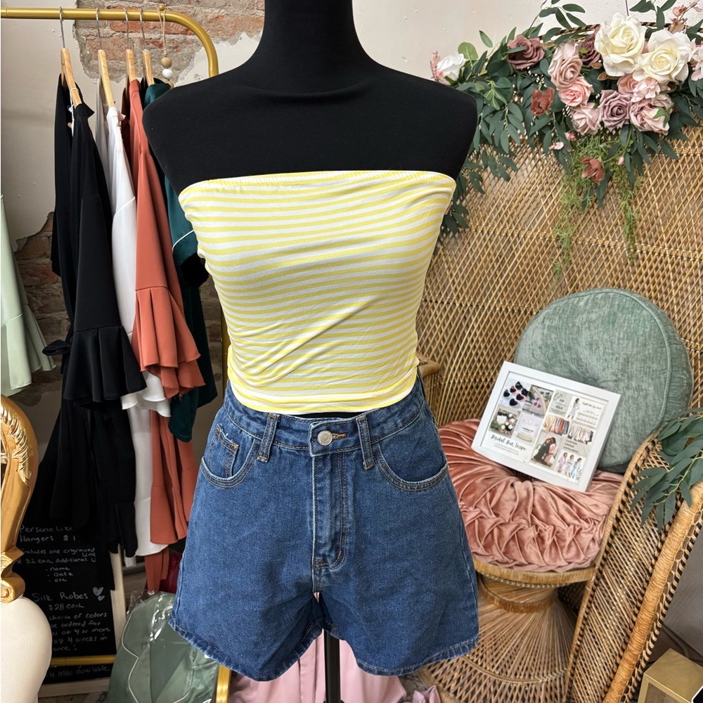Yellow Striped Tube Top